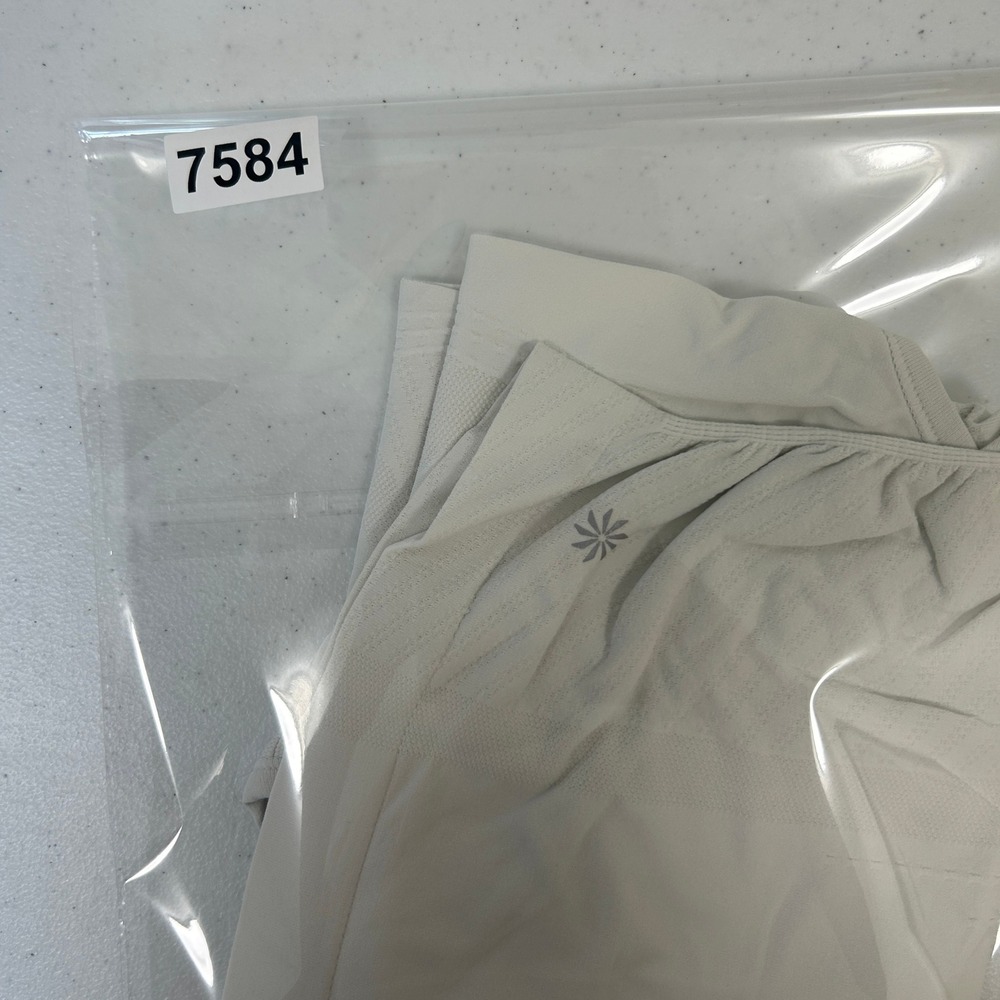 Athleta Speedlight Tank White Ruched Seamless Racerback Running Top Large - Picture 7 of 7